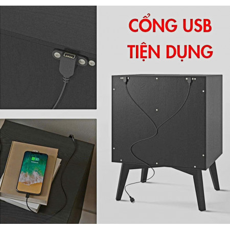 W010039471 : Tủ 02 Ngăn + Tích Hợp Cổng USB